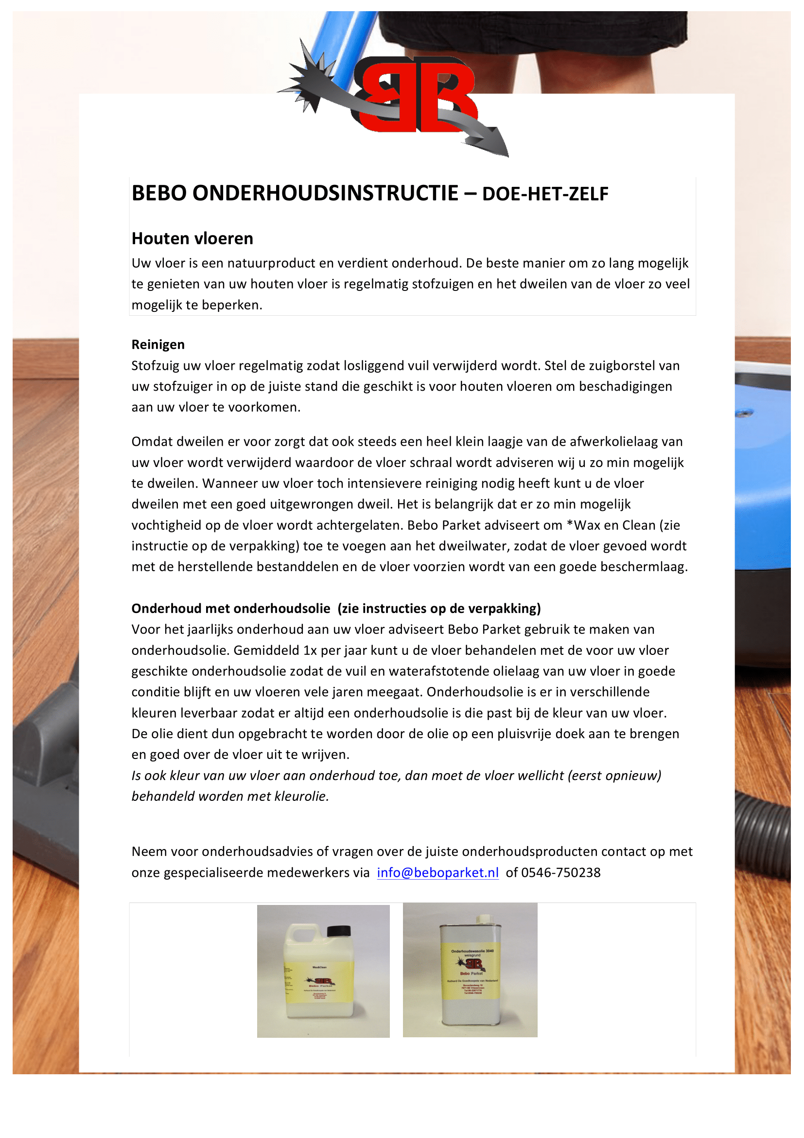 Bebo instructies - Onderhoudsinstructie Hout 1.2-1